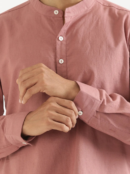 Men Rose Taupe Airy Linen Short Kurta