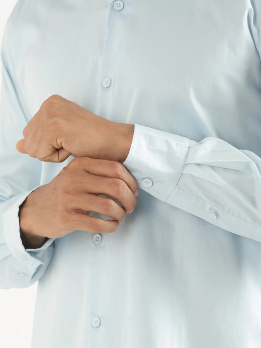 Men Plus Size Light Blue Formal Shirts