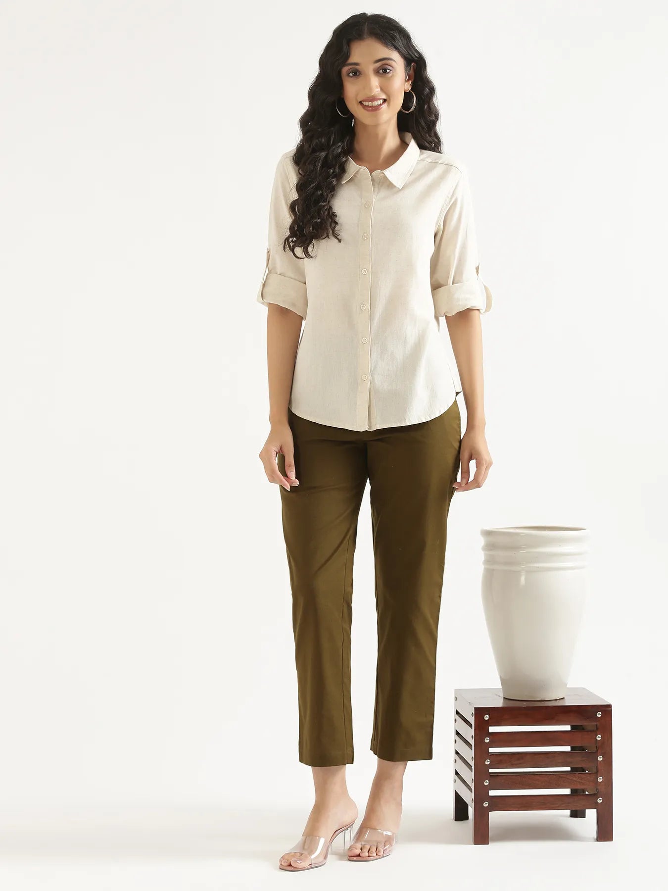 Women Ecru Airy-Linen Shirt