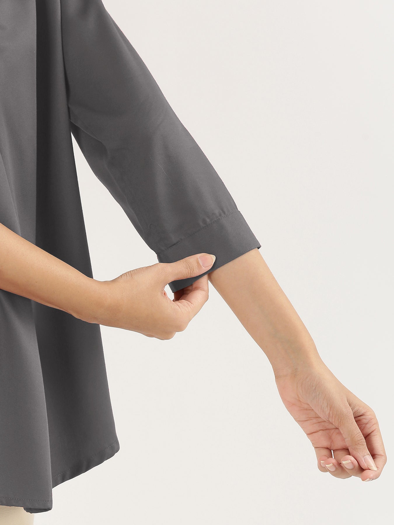 Women Grey Viscose Pleated Top