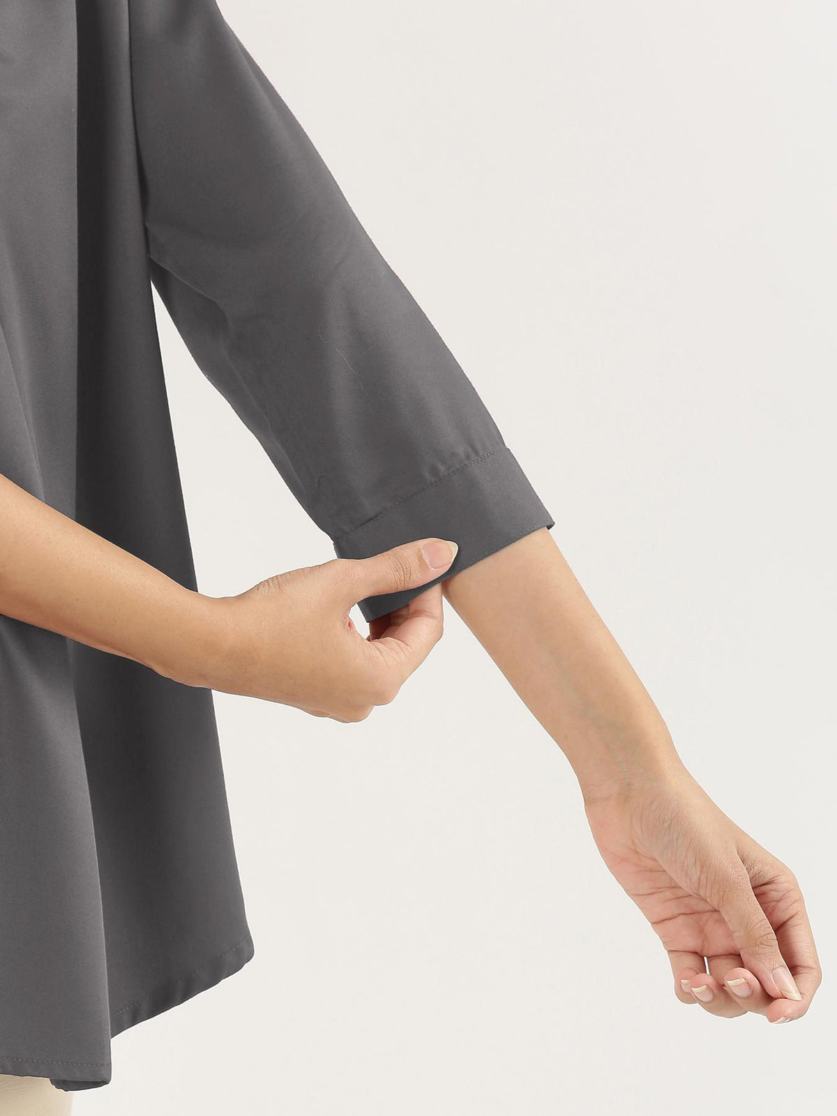 Women Grey Viscose Pleated Top