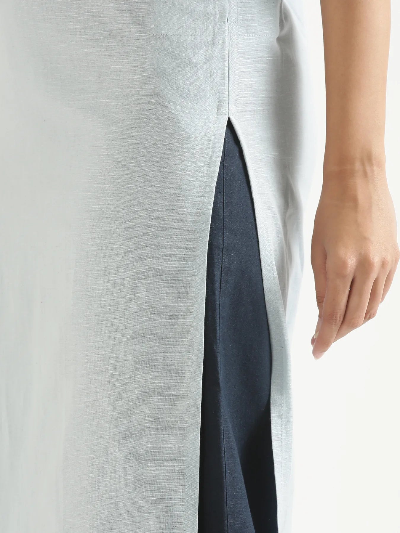 Women Sky Blue Airy Linen Long Kurta