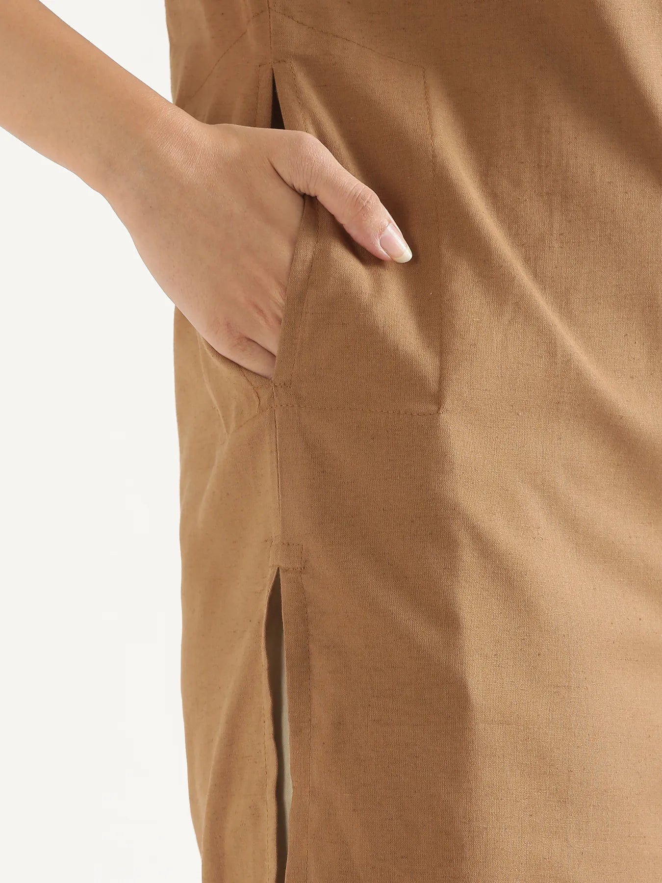 Women Coffee Brown Airy Linen Long Kurta
