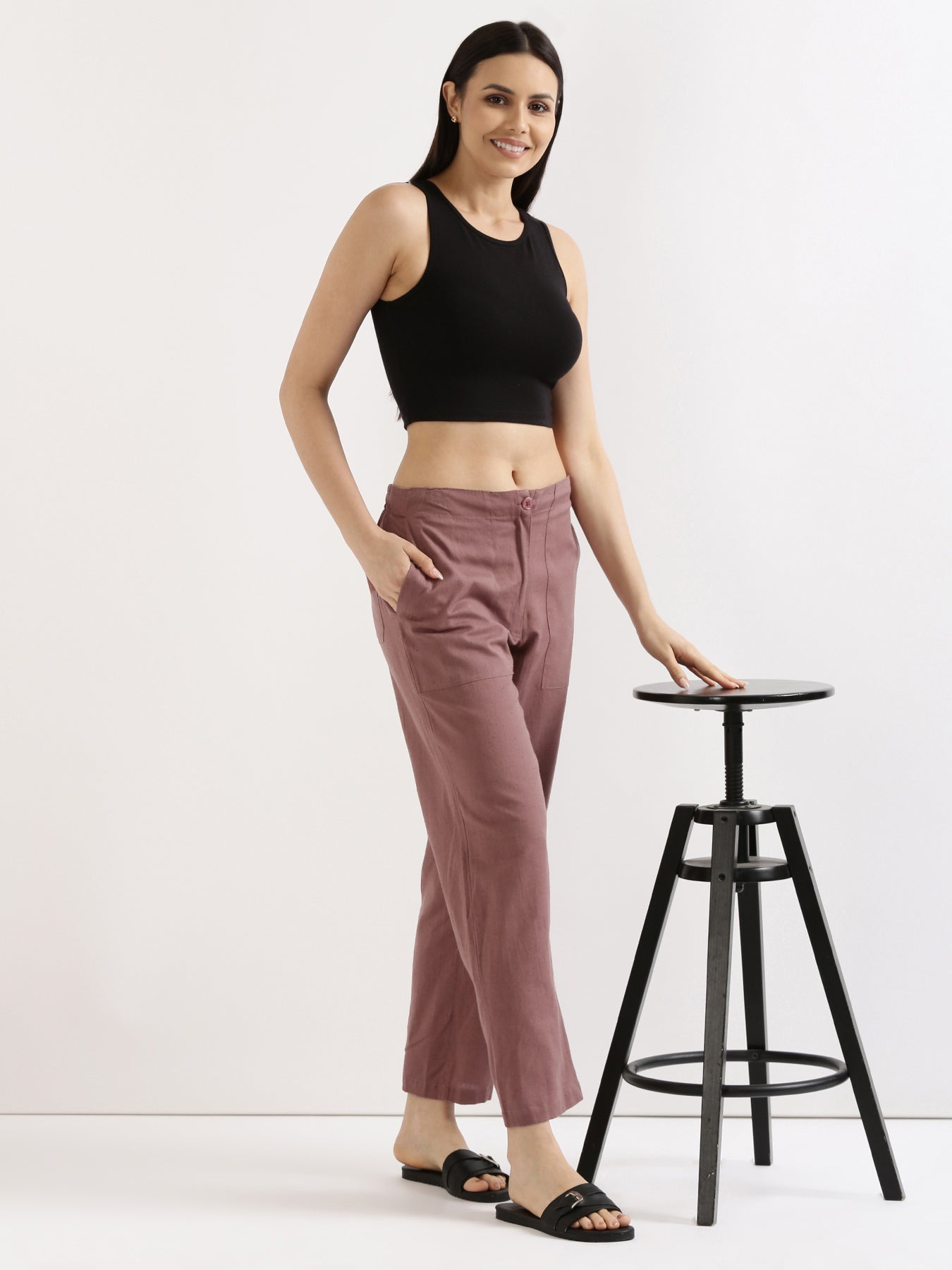 Rose Taupe Airy Linen Pants