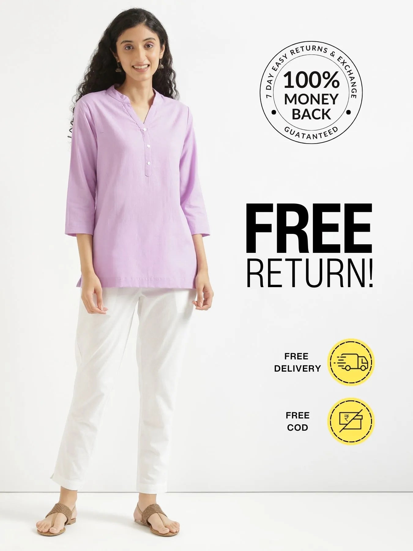 Pick Any 2 Women Airy Linen Short Kurta