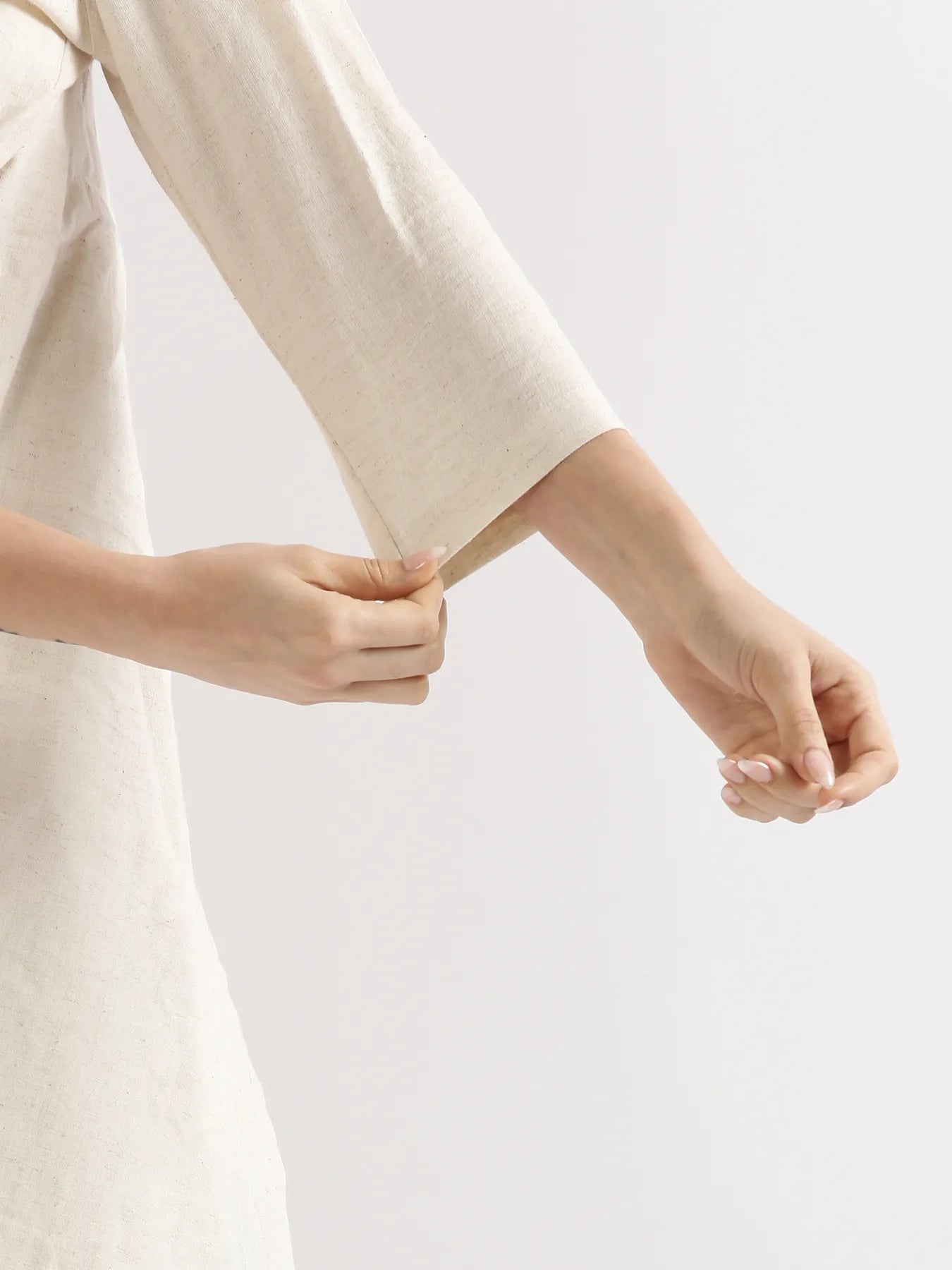Women Ecru Airy Linen Long Kurta