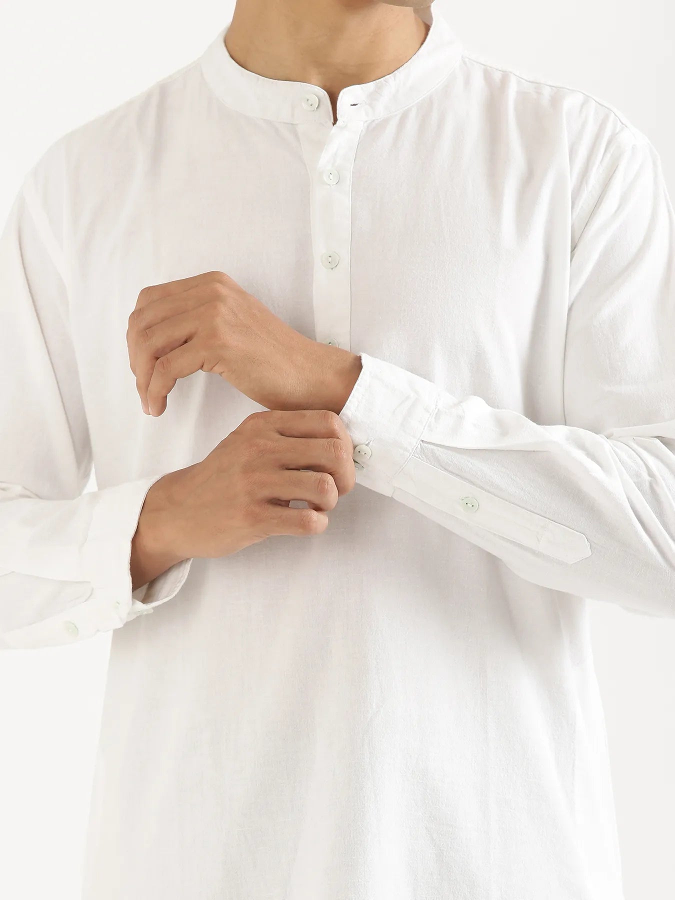 Men White Airy Linen Long Kurta