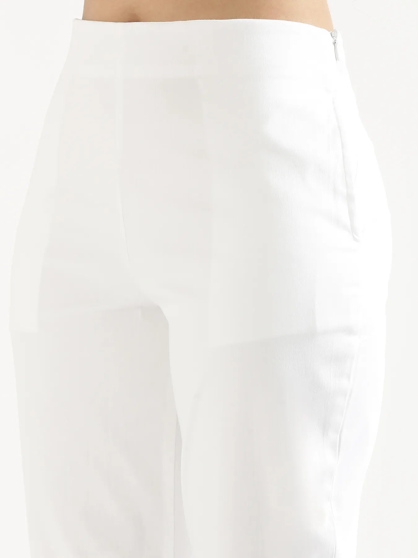 Women White Straight Fit Formal Pants