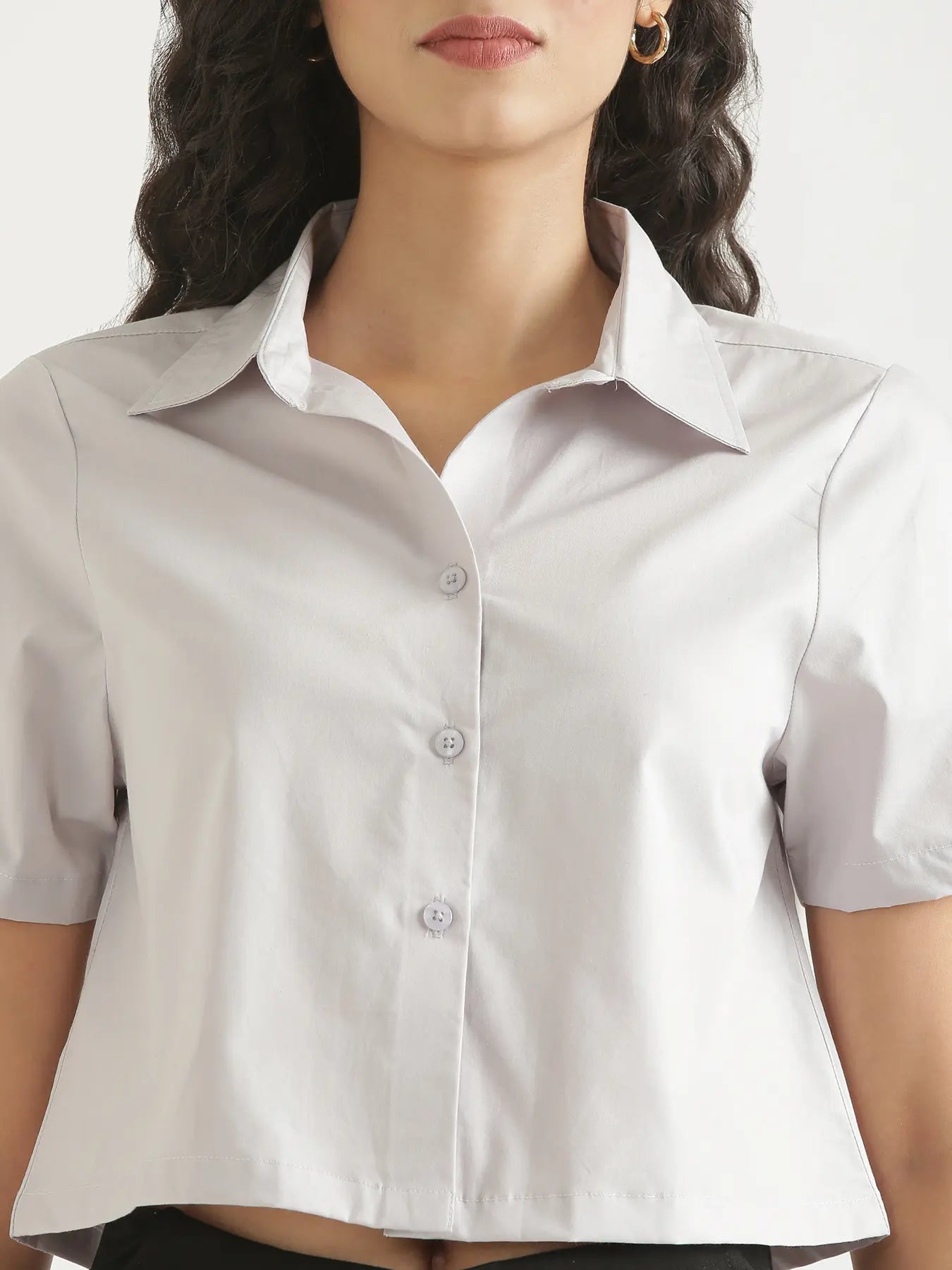 Women Grey Better Cotton Crop Shirt