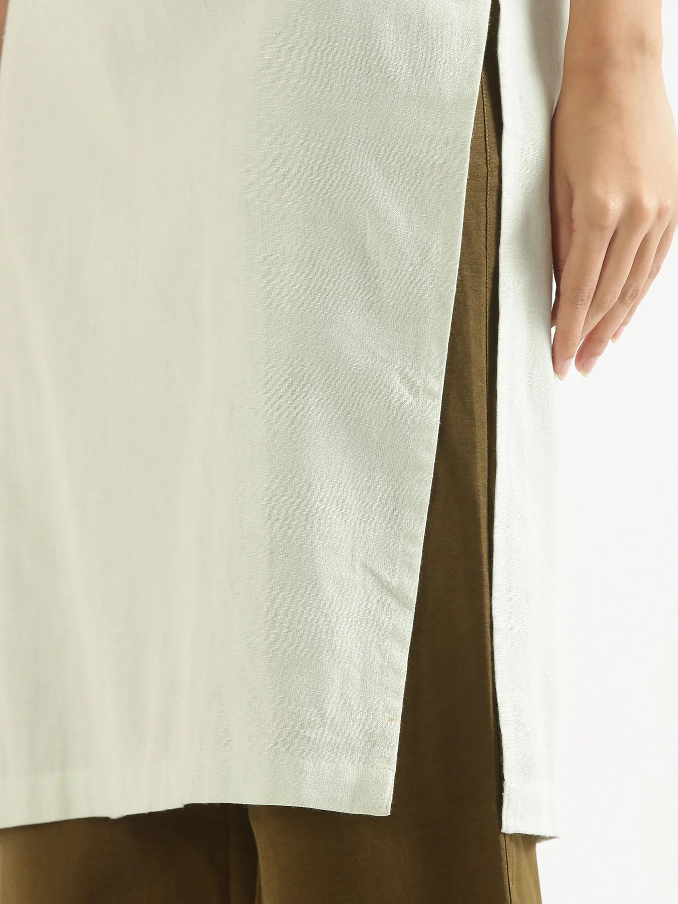 Women Mint Green Airy Linen Long Kurta