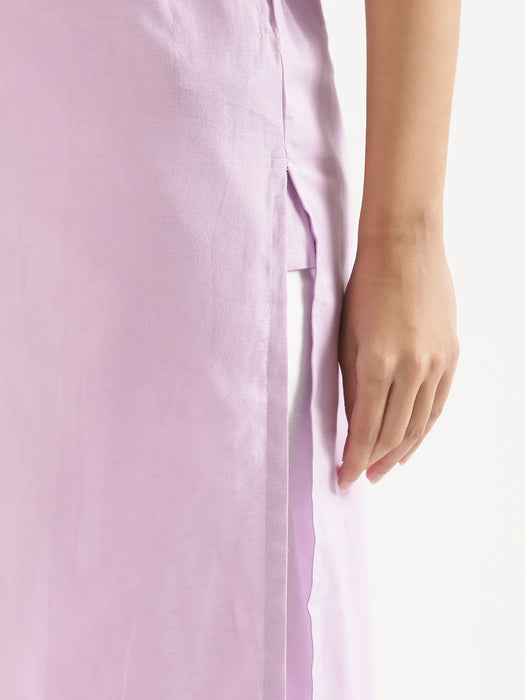 Women Lilac Airy Linen Long Kurta