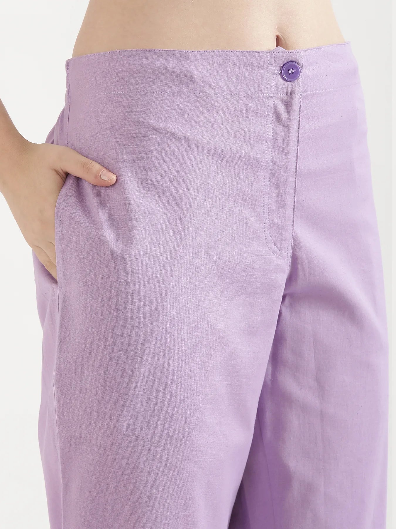 Women Lilac Airy Linen Straight Pant