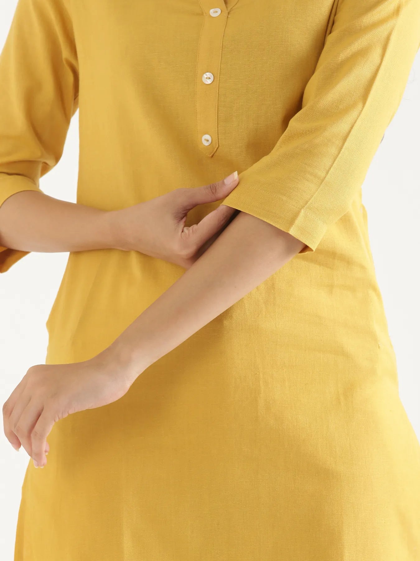 Women Yellow Airy Linen Long Kurta