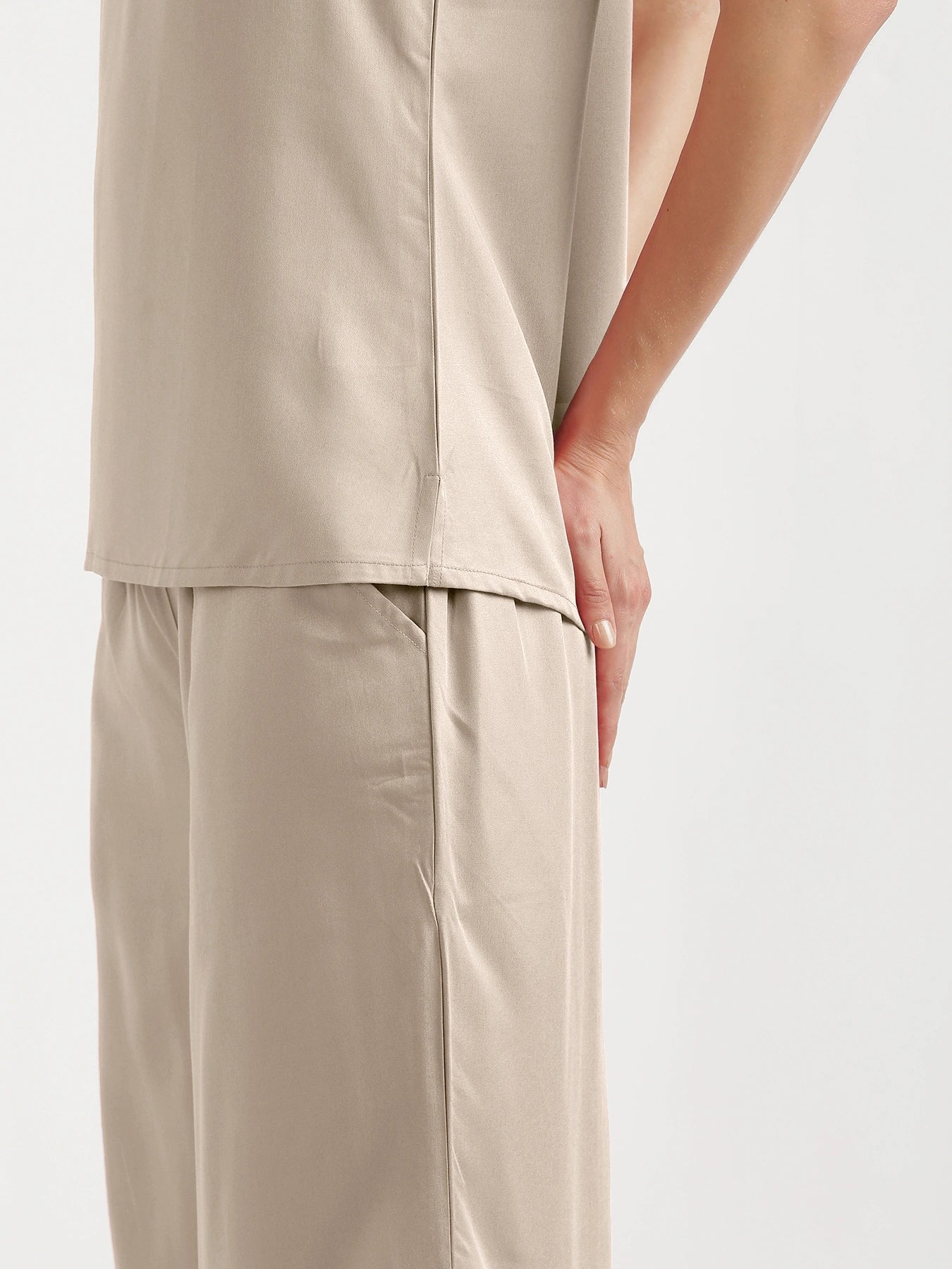 Women Taupe V-Neck Sleeveless Top