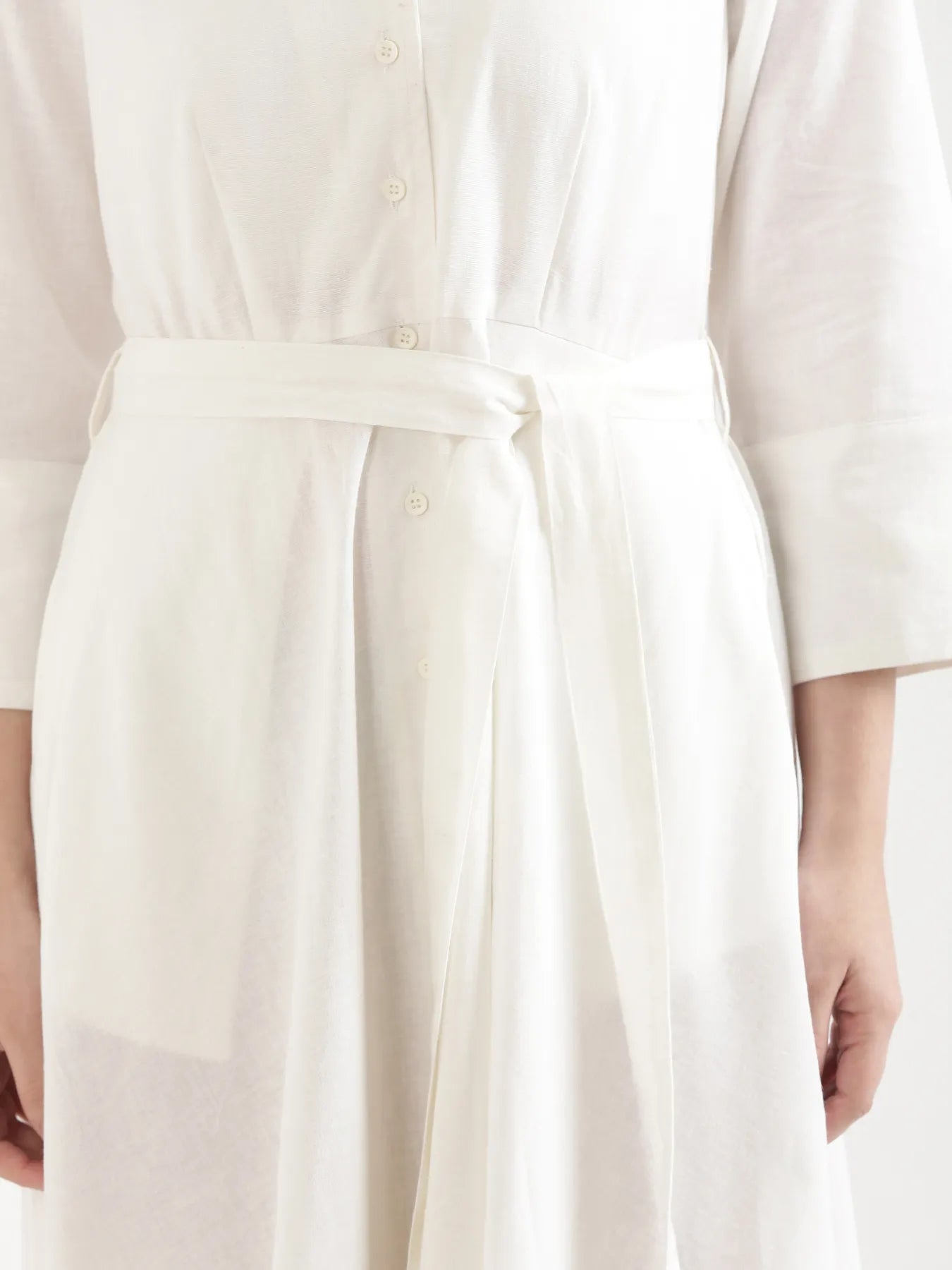 Women White Airy Linen Flared Dress