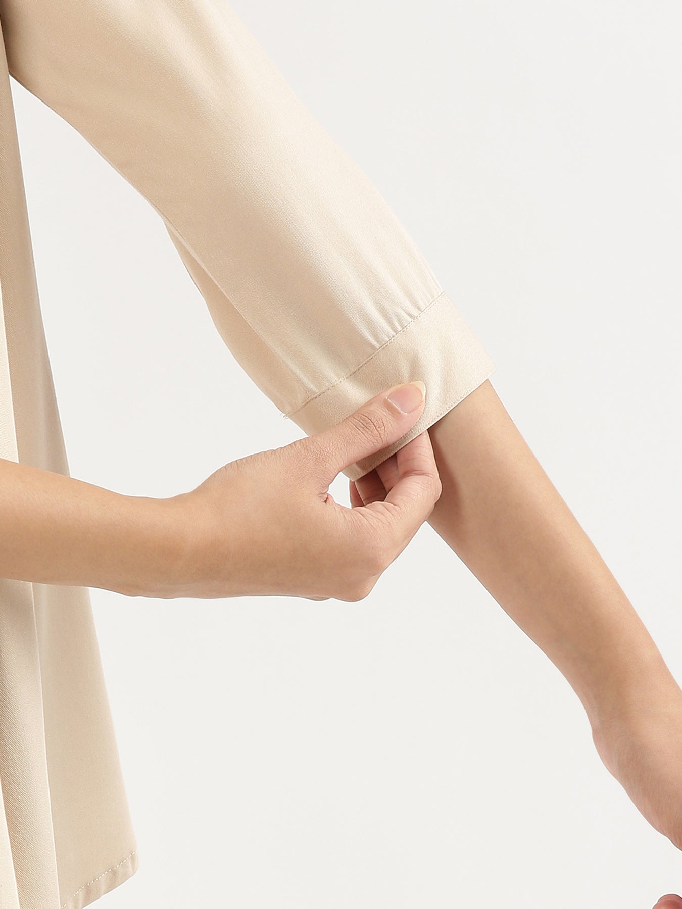 Women Beige Viscose Pleated Top