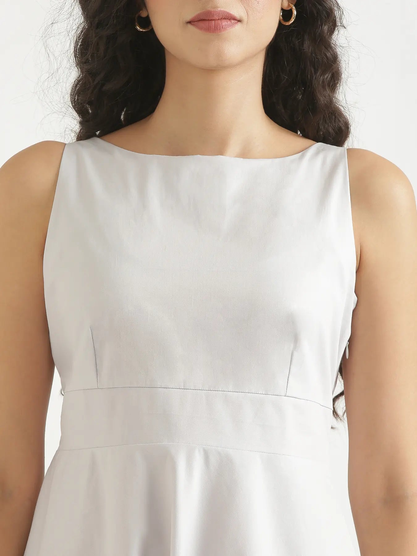 Women Grey Better Cotton Flared Dress