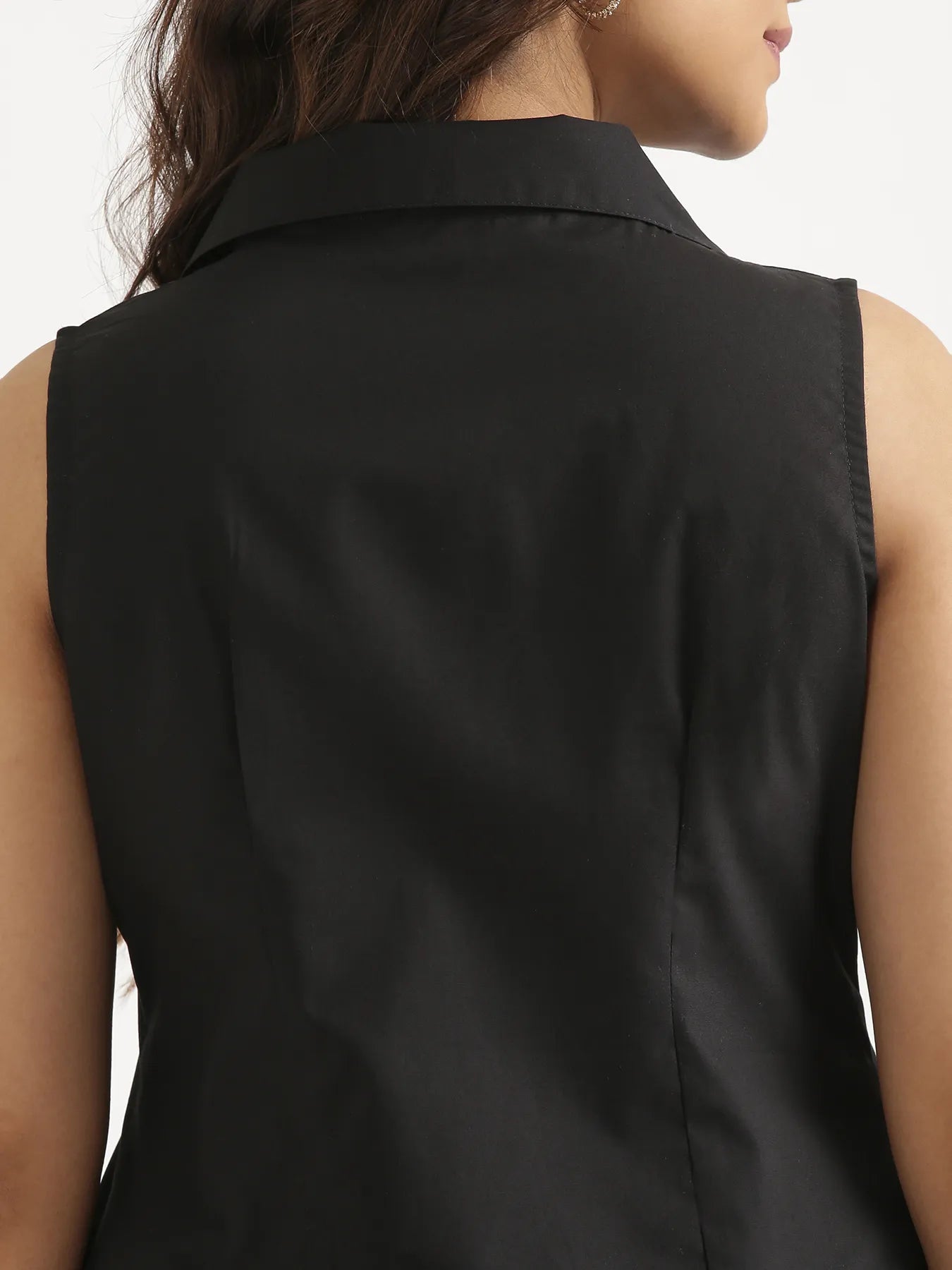 Women Black Better Cotton Sleeveless Shirt