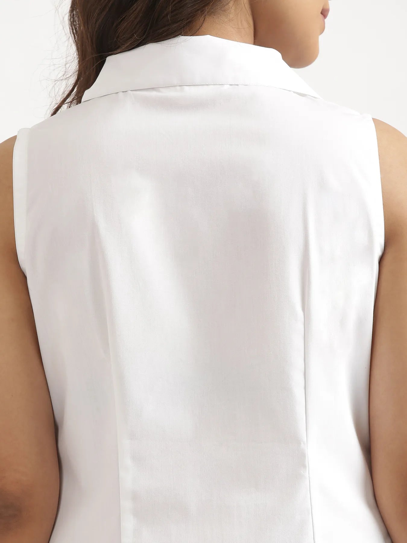 Women White Better Cotton Sleeveless Shirt
