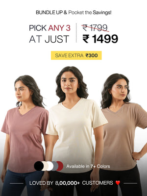 Buy Any 3 Women V-neck T-shirt