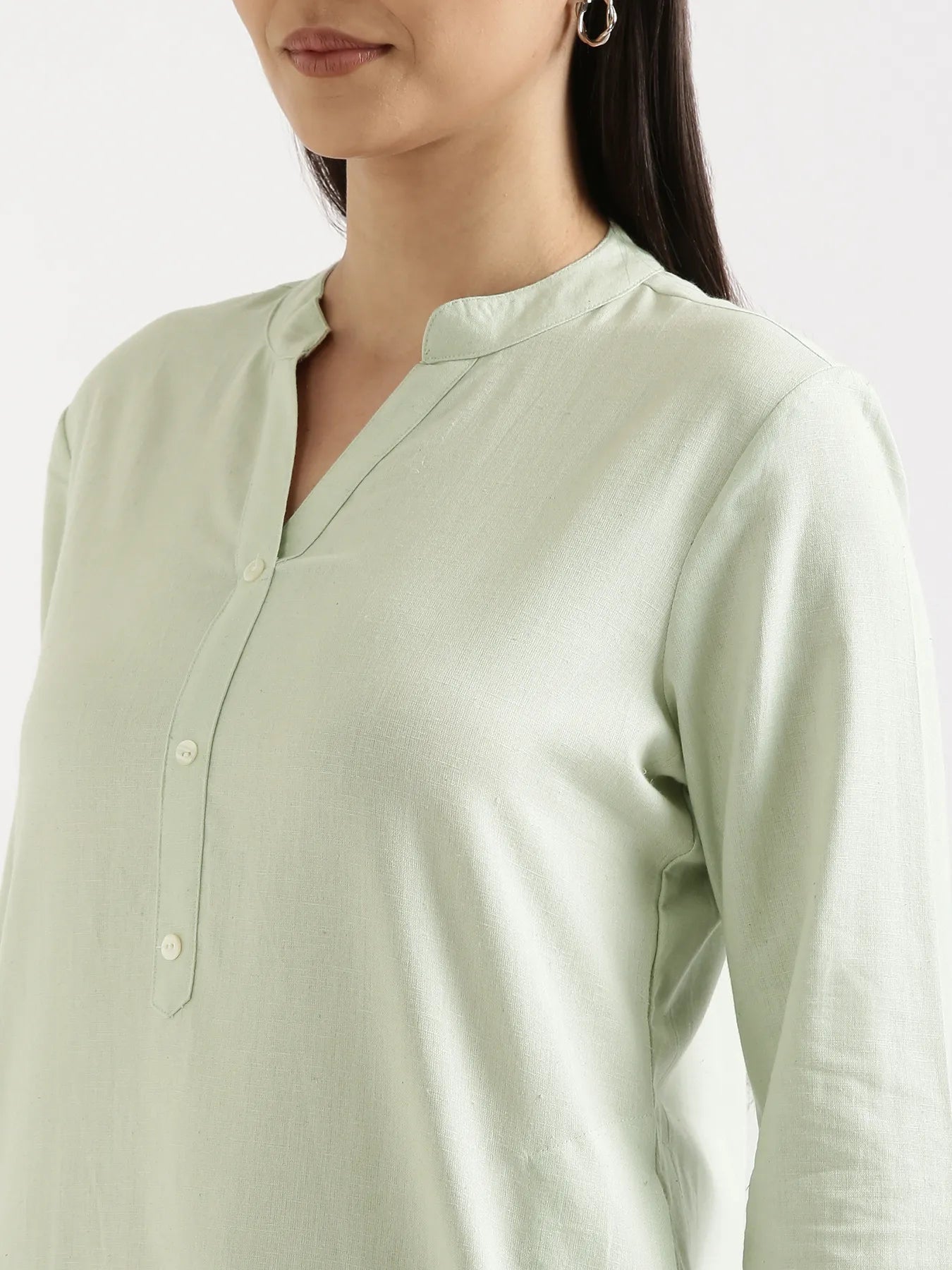 Women Mint Green Airy Linen Long Kurta