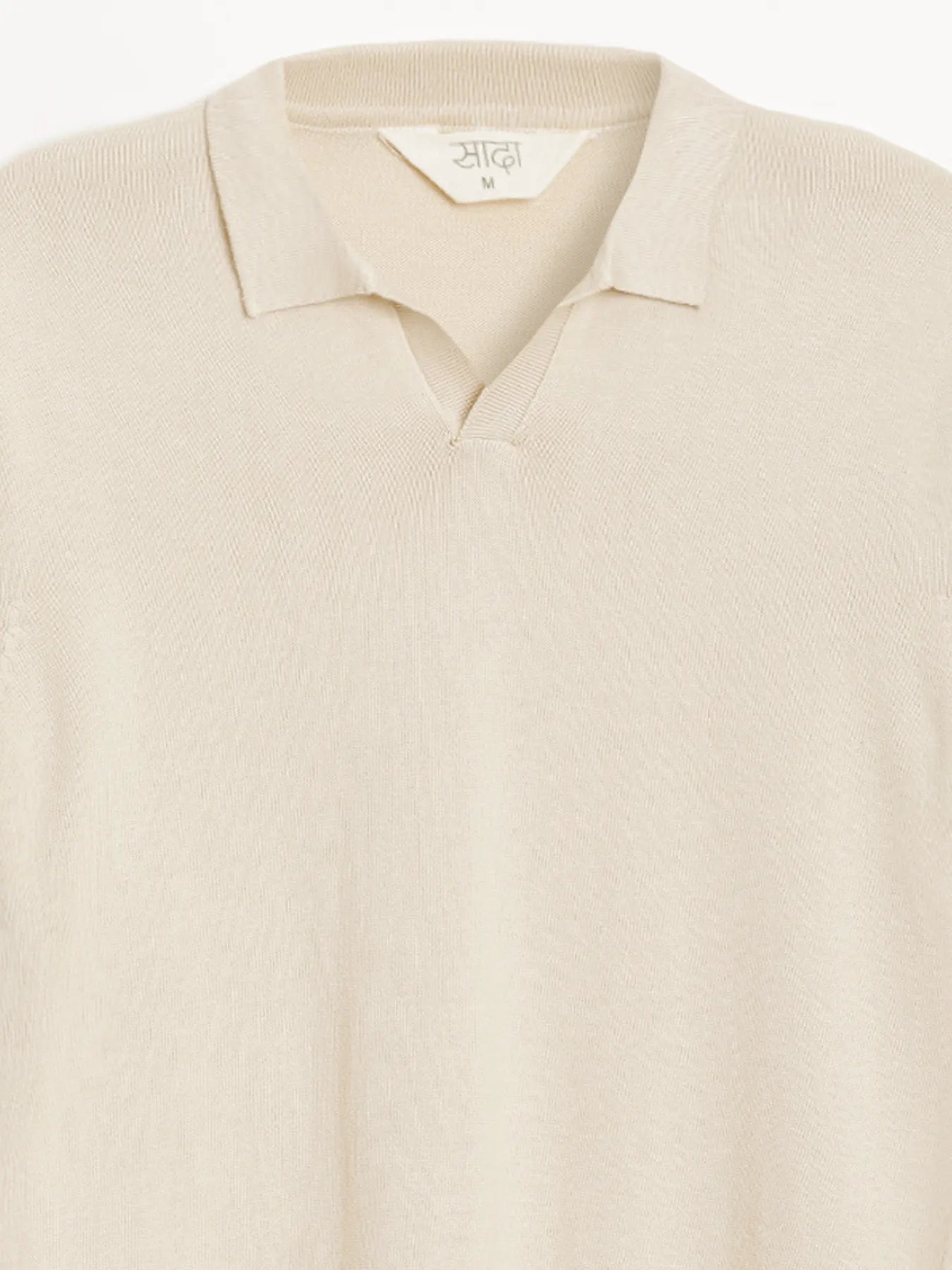 Men Beige Flat Knit Polo
