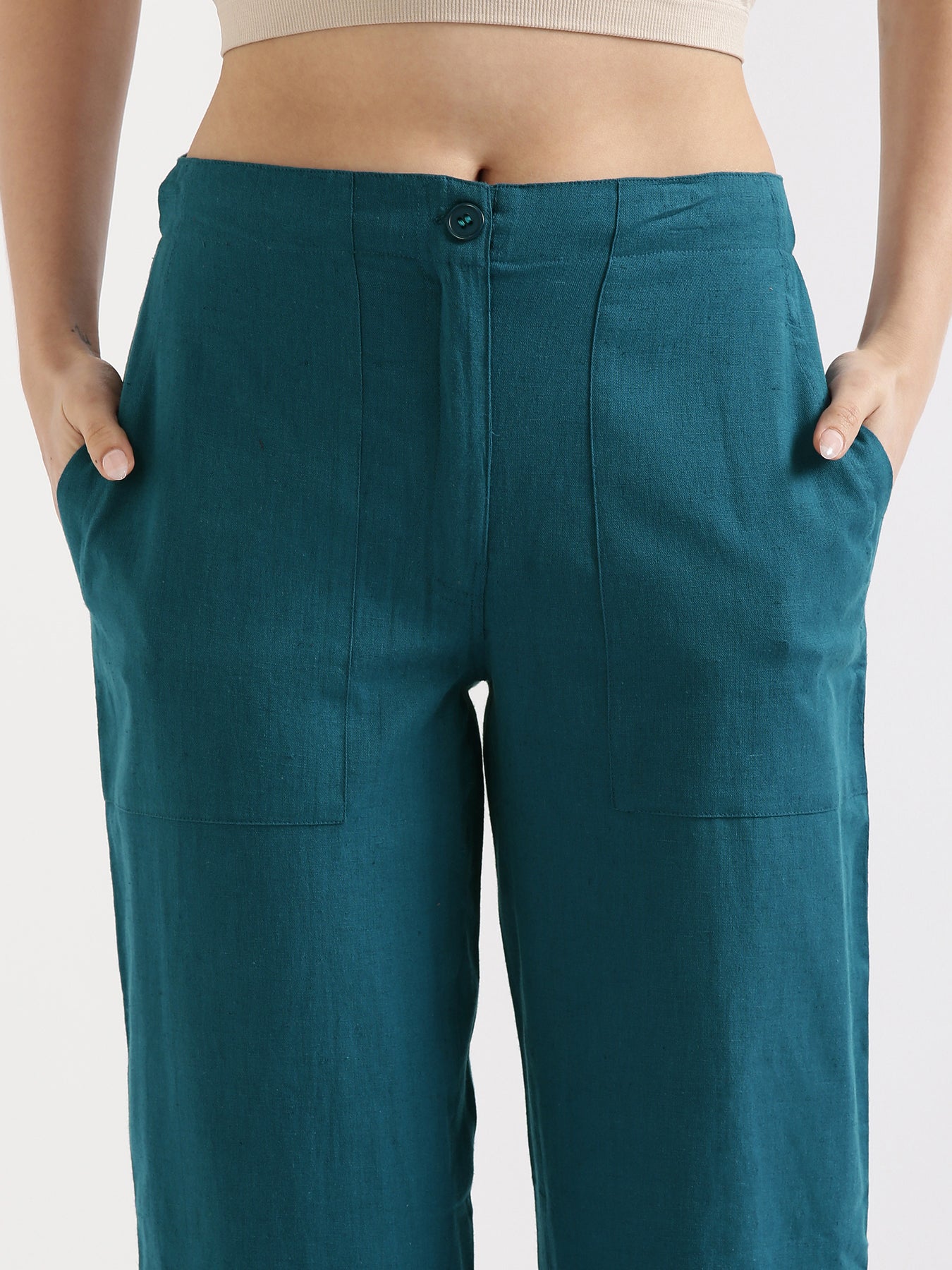Turquoise Airy Linen Pants