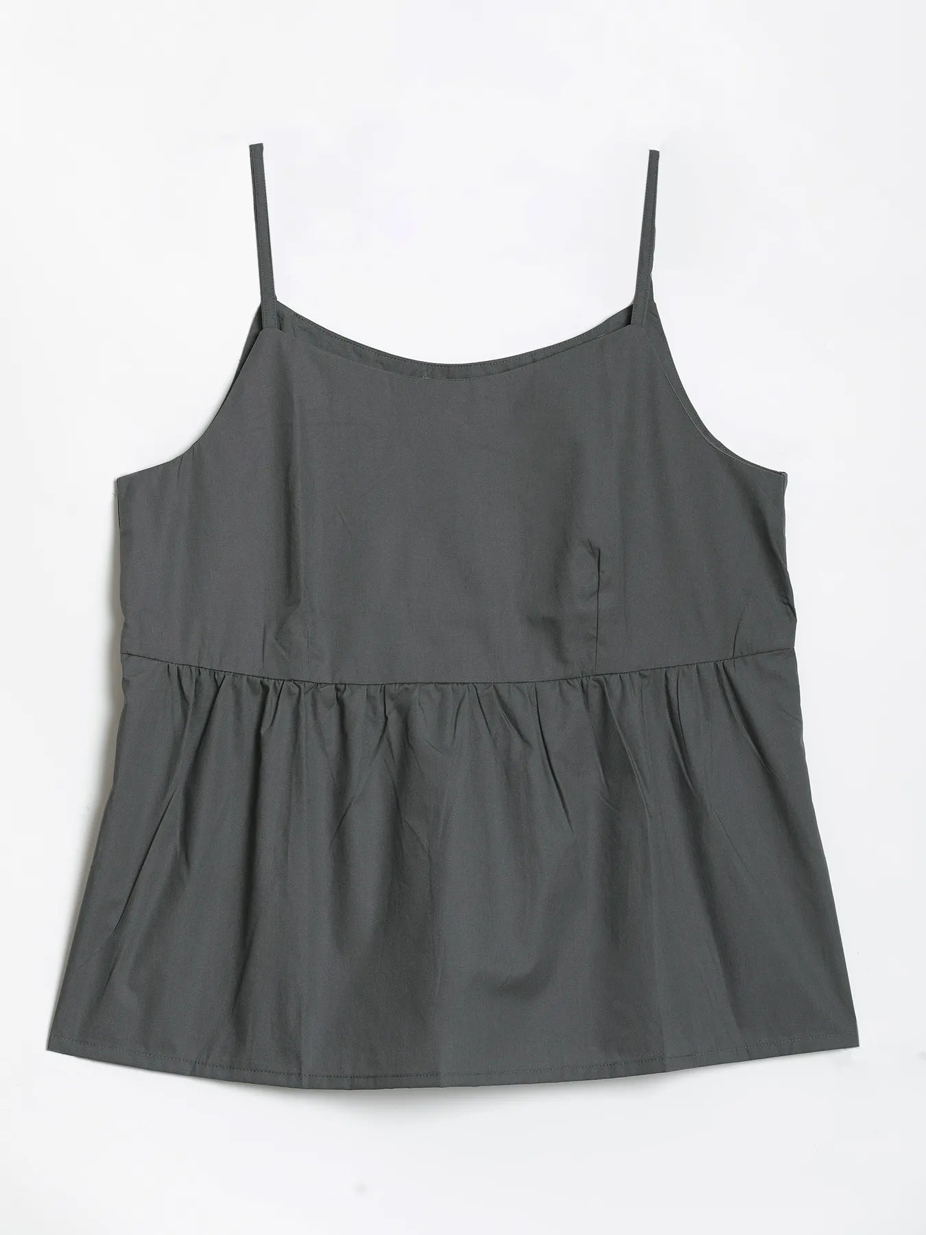 Women Dark Grey Better Cotton Peplum Top