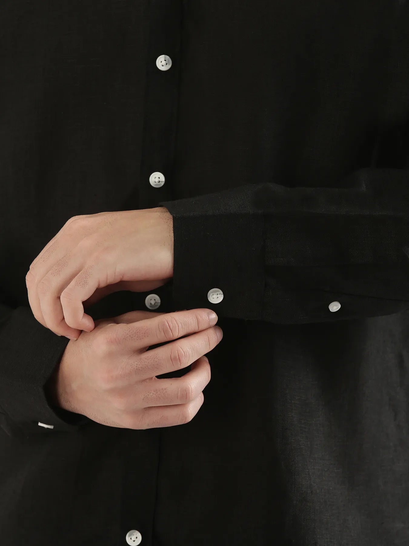 Men Black 100% Linen Shirt