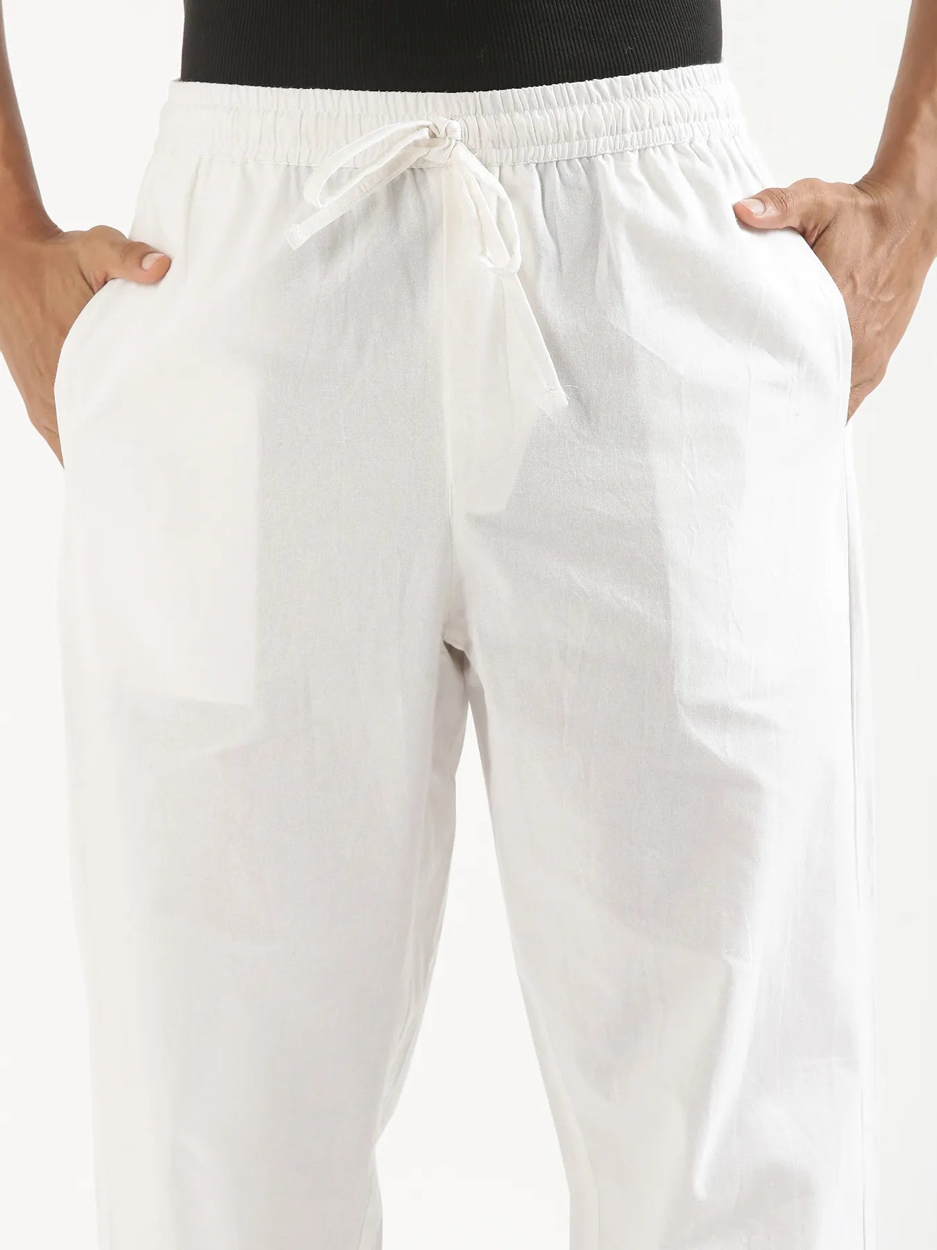 Men White Cotton Pant