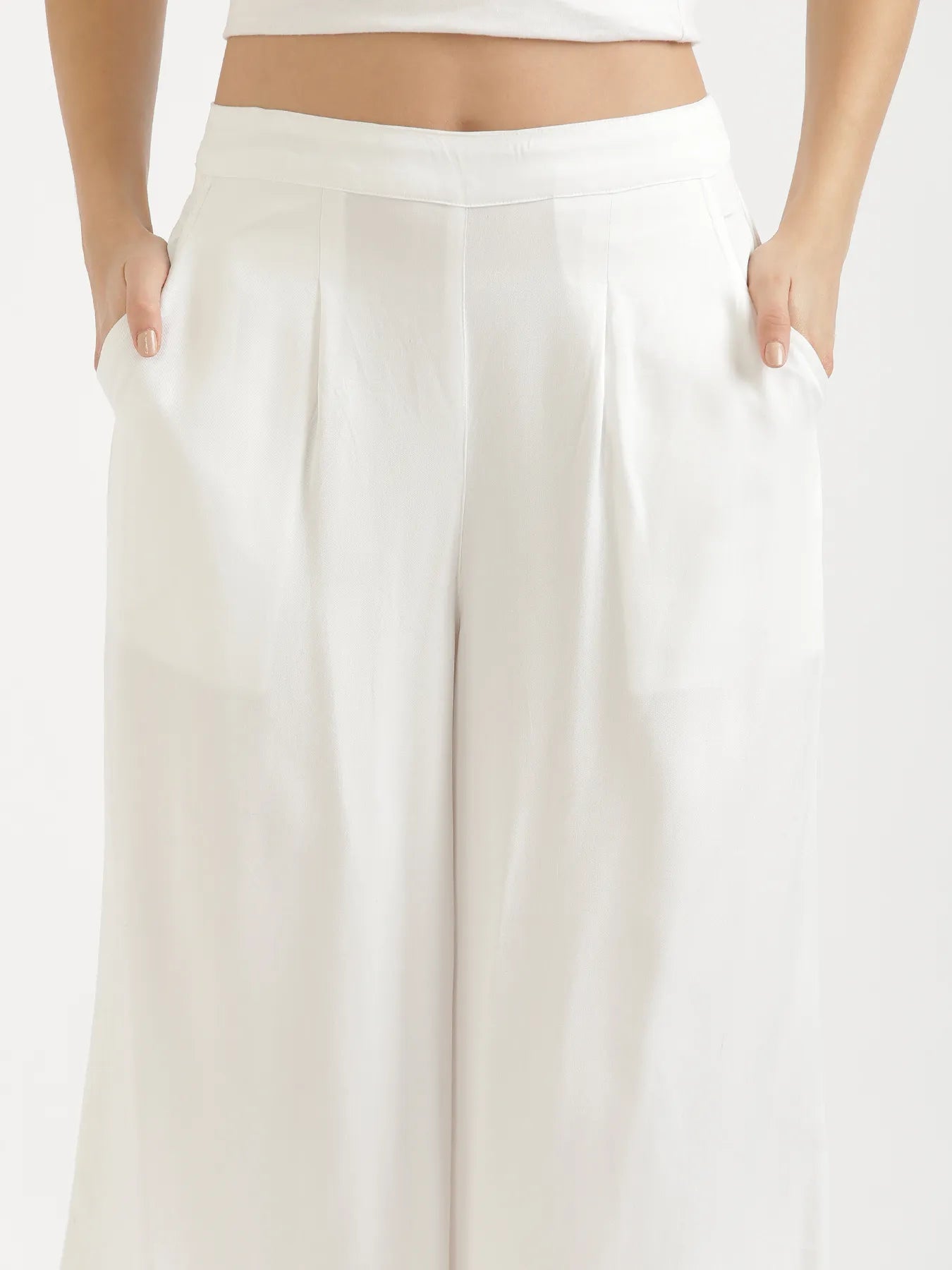 Women White Viscose Palazzo Pant
