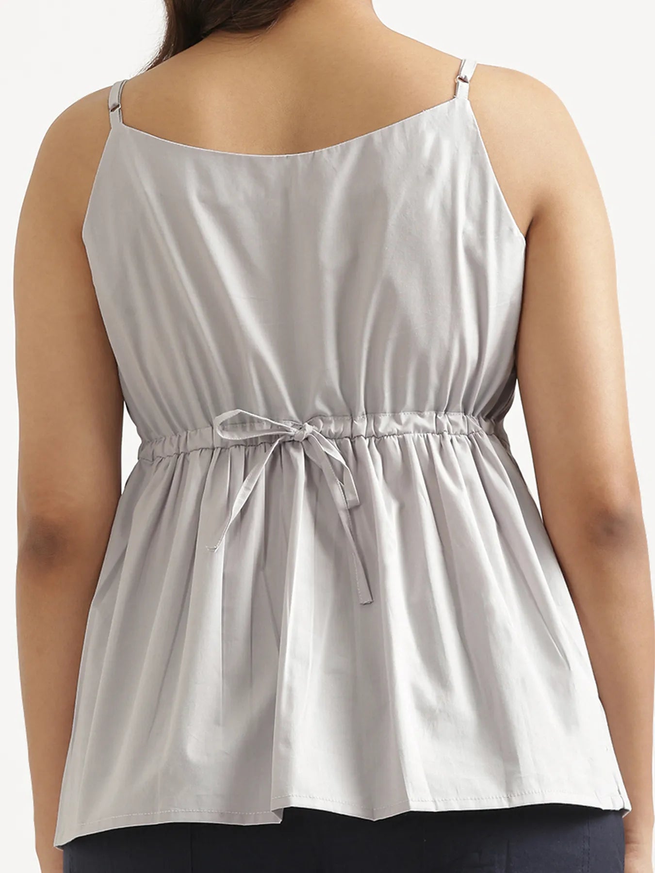 Women Light Grey Better Cotton Peplum Top