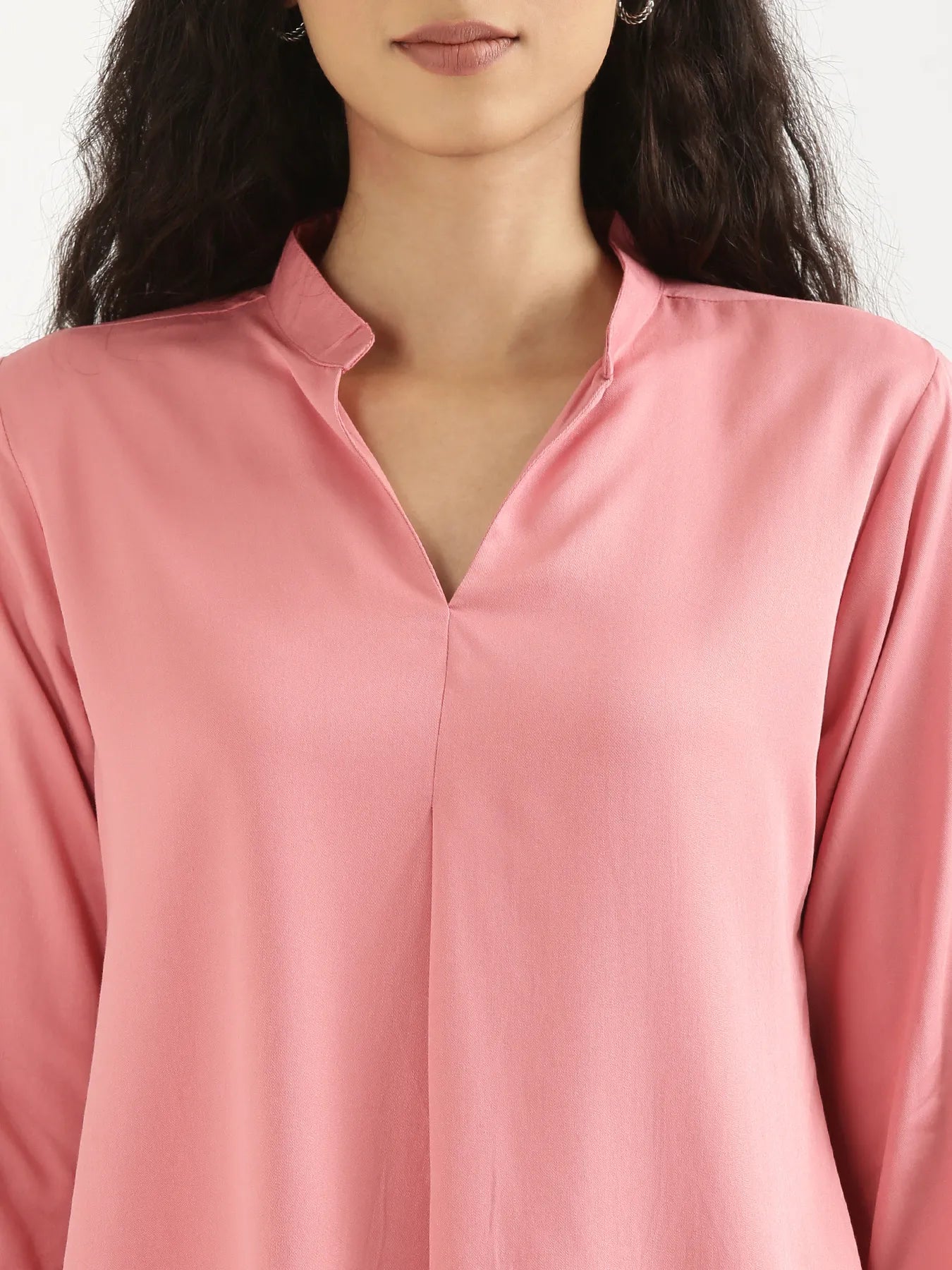 Women Rose Viscose Pleated Top