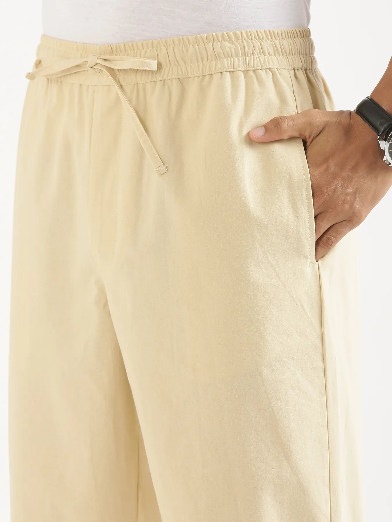 Men Beige Cotton Pant