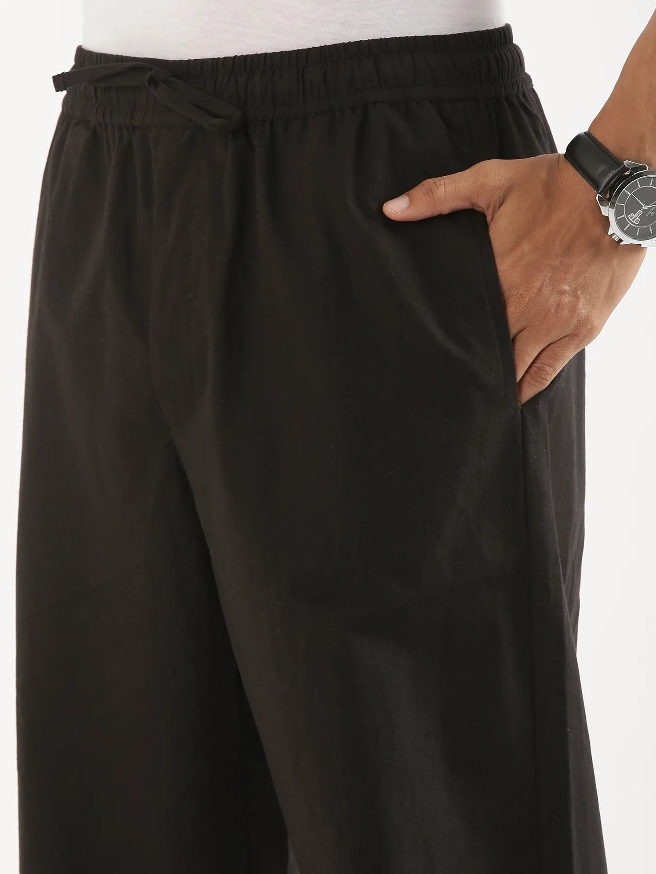 Men Black Cotton Pant