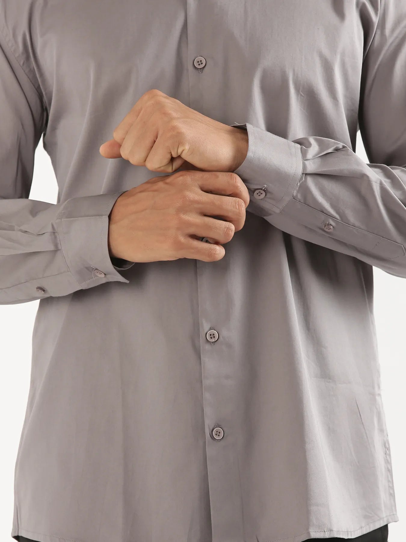 Men Plus Size Grey Formal Shirts