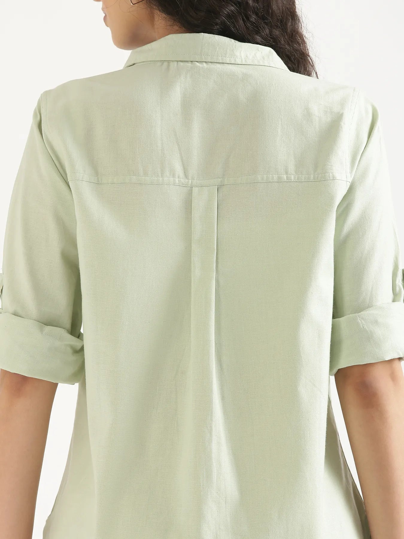Women Mint Green Airy-Linen Shirt