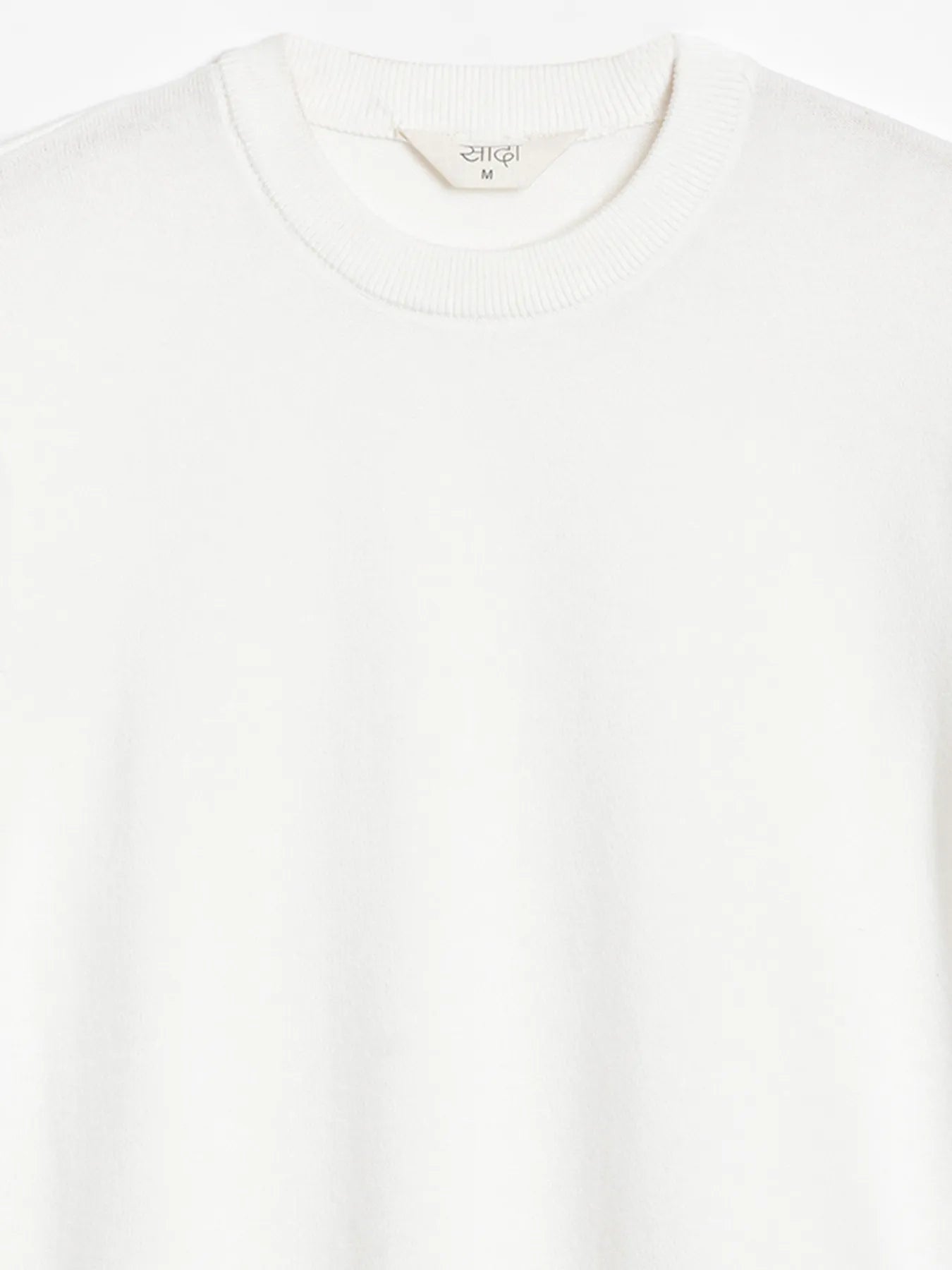 Men Off White Flat Knit Round Neck T-shirt