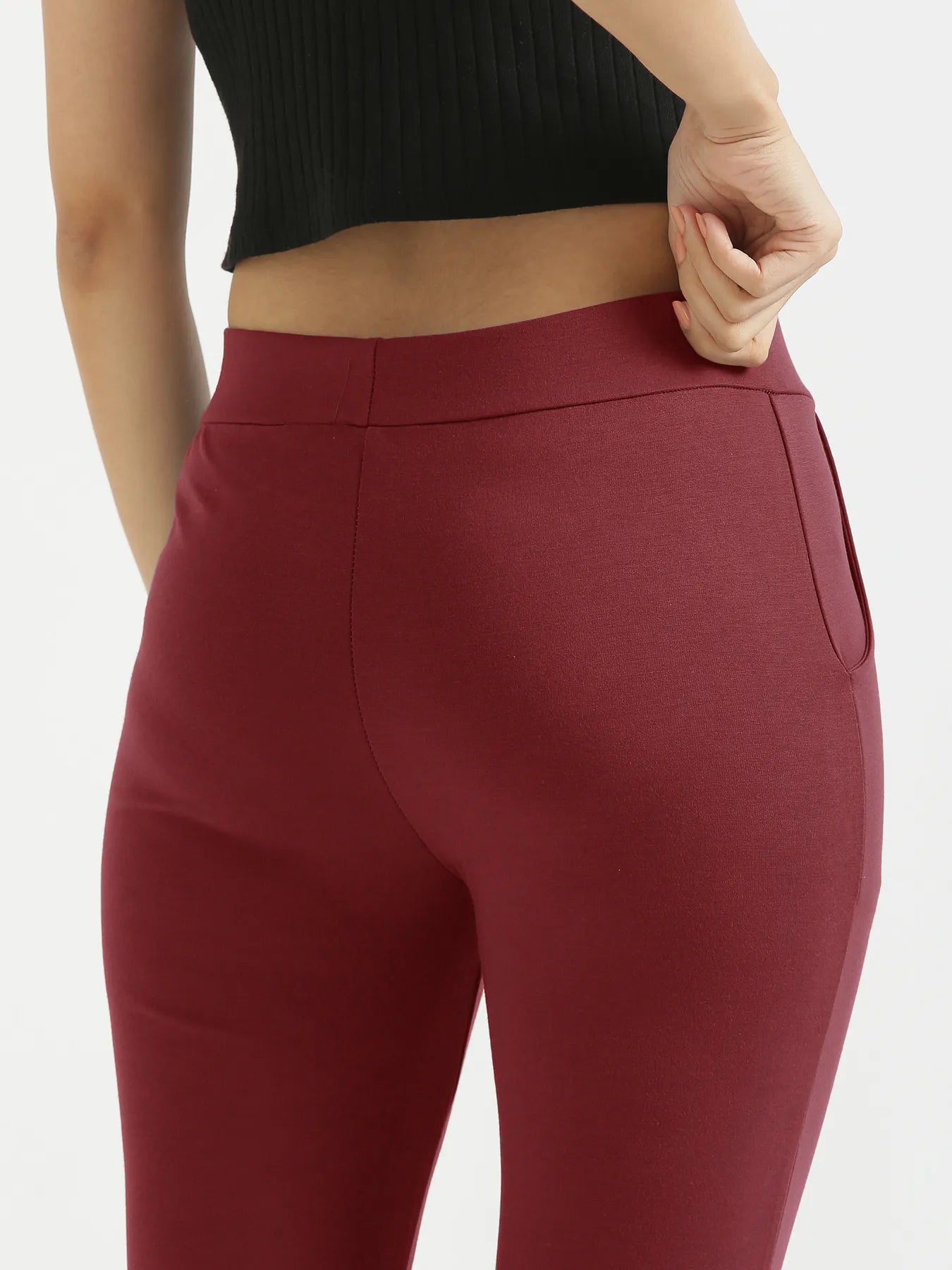 Women Maroon 4-Way Stretchable Pants