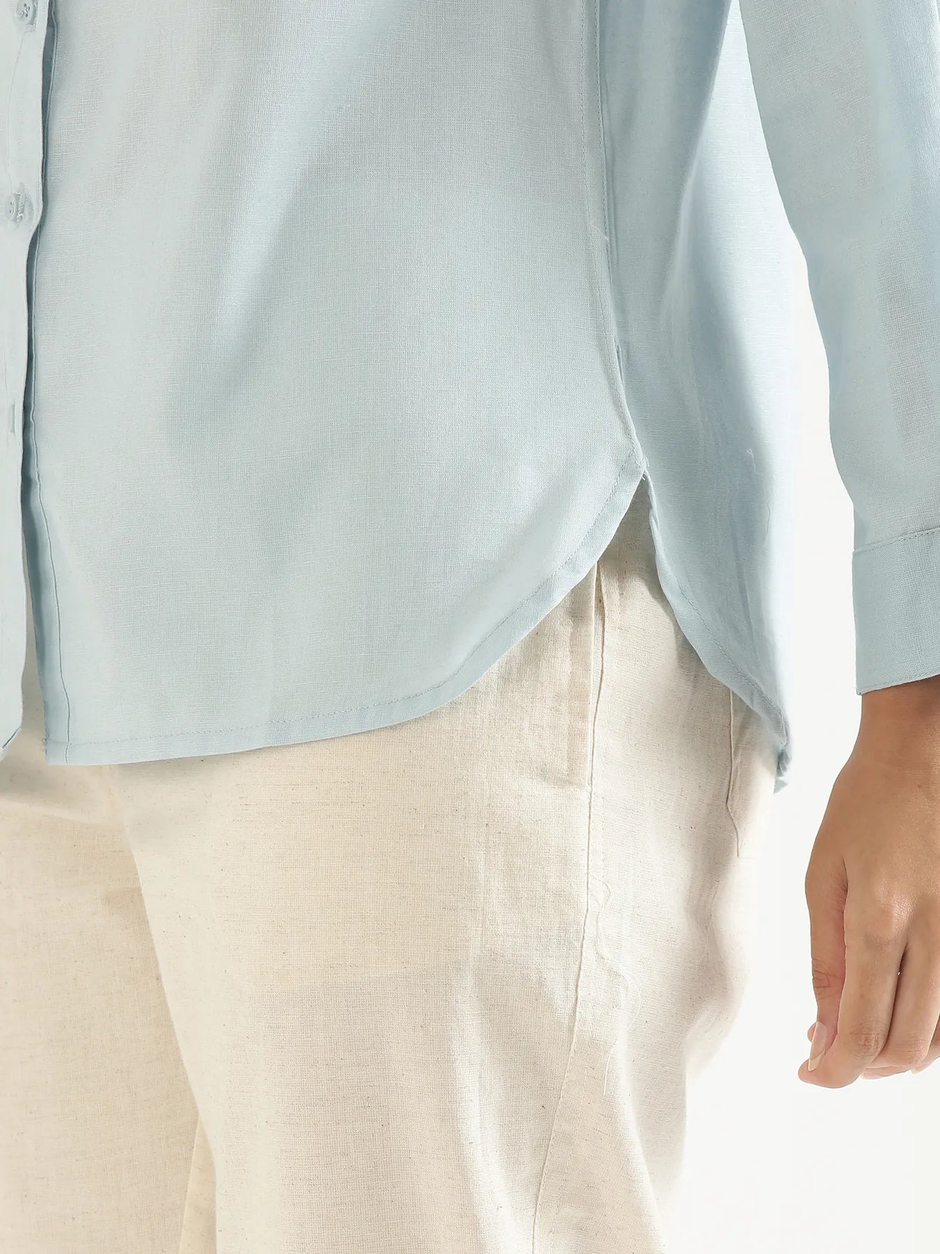 Women Sky Blue Airy-Linen Shirt