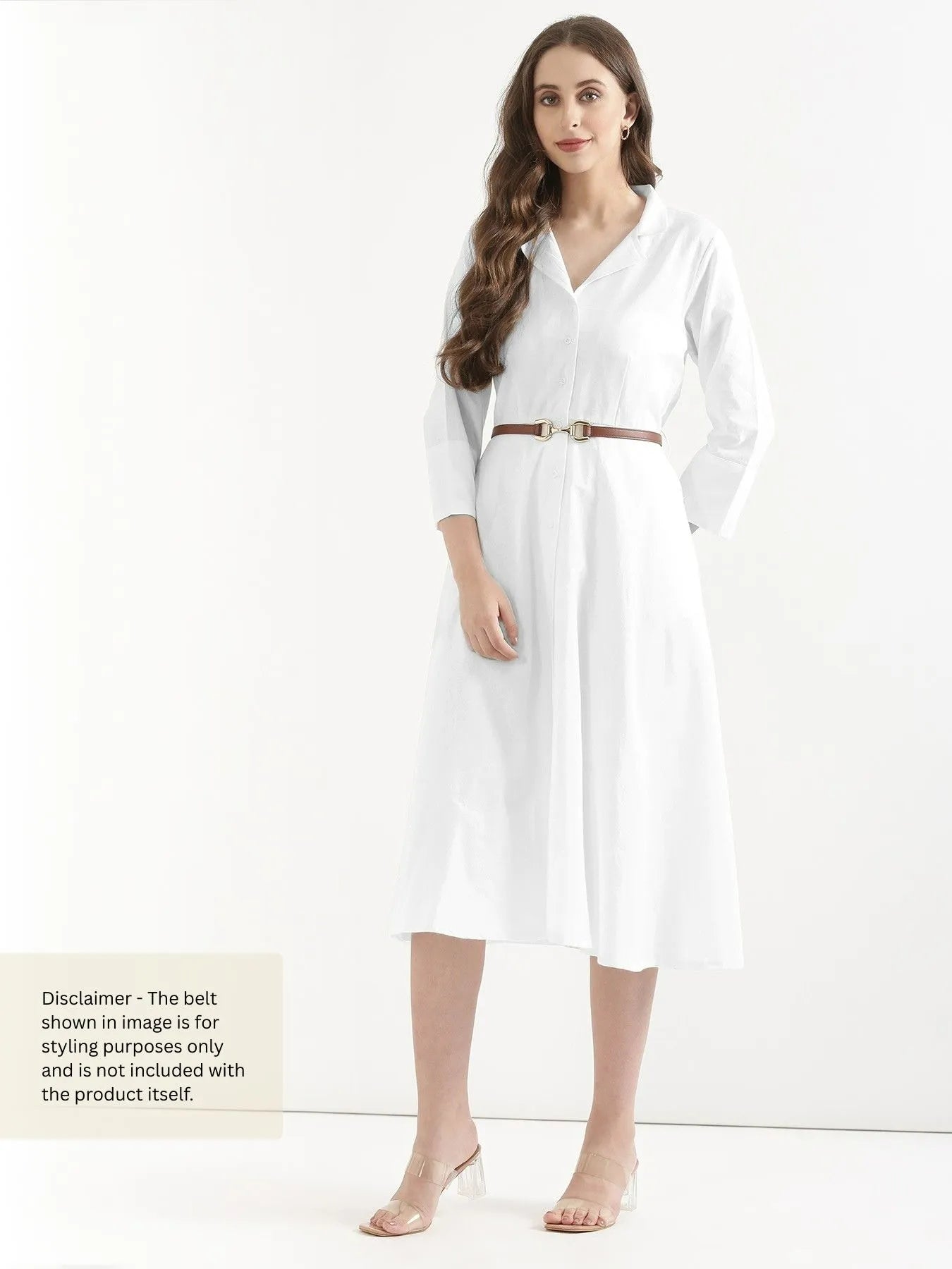 Women White Airy Linen Flared Dress