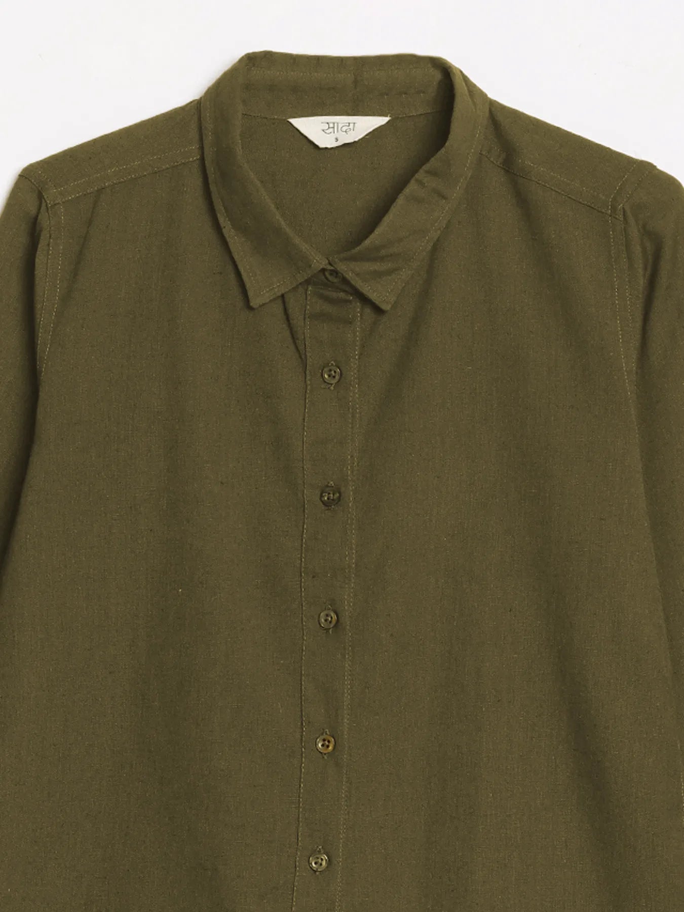 Women Olive Green Airy-Linen Shirt
