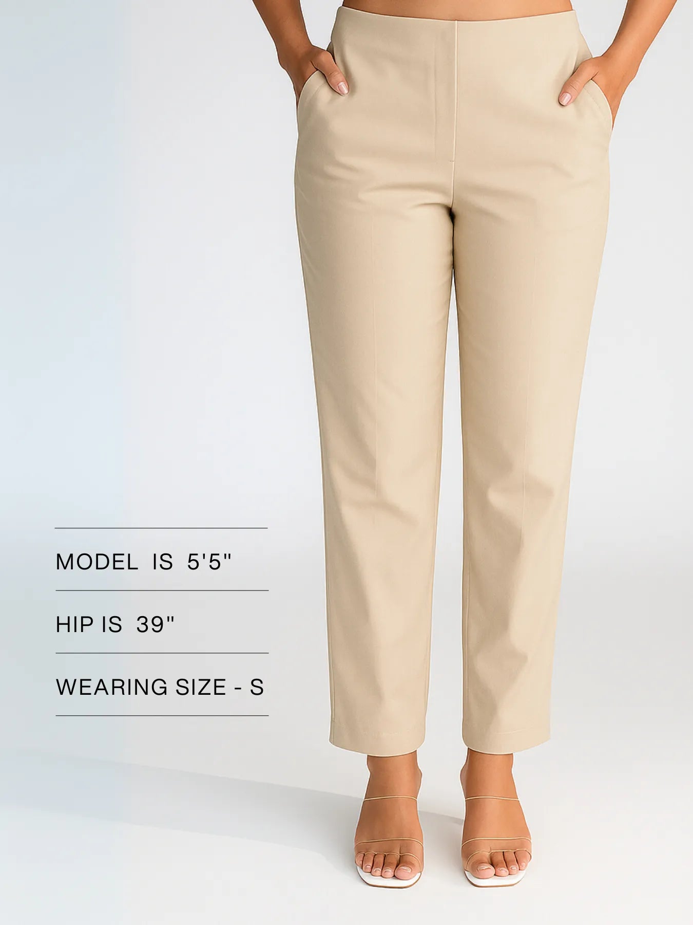Women Beige Straight Fit Formal Pants