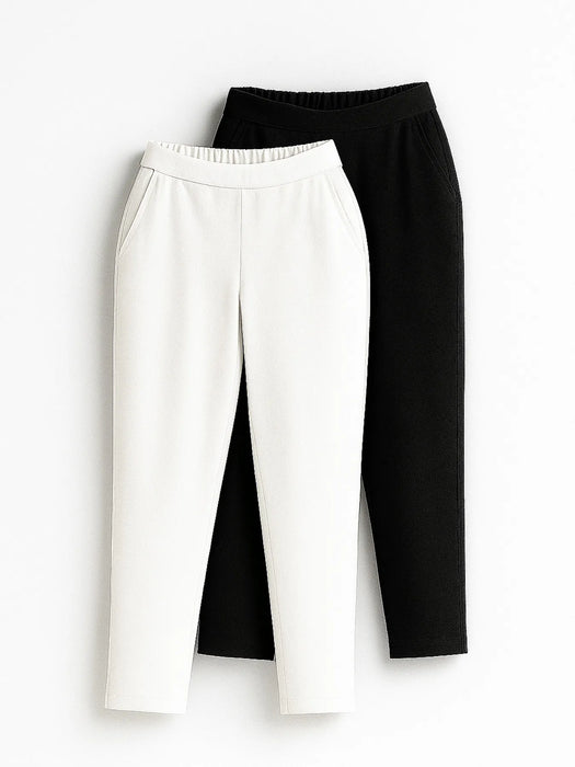 Women Black & White Cotton Pant