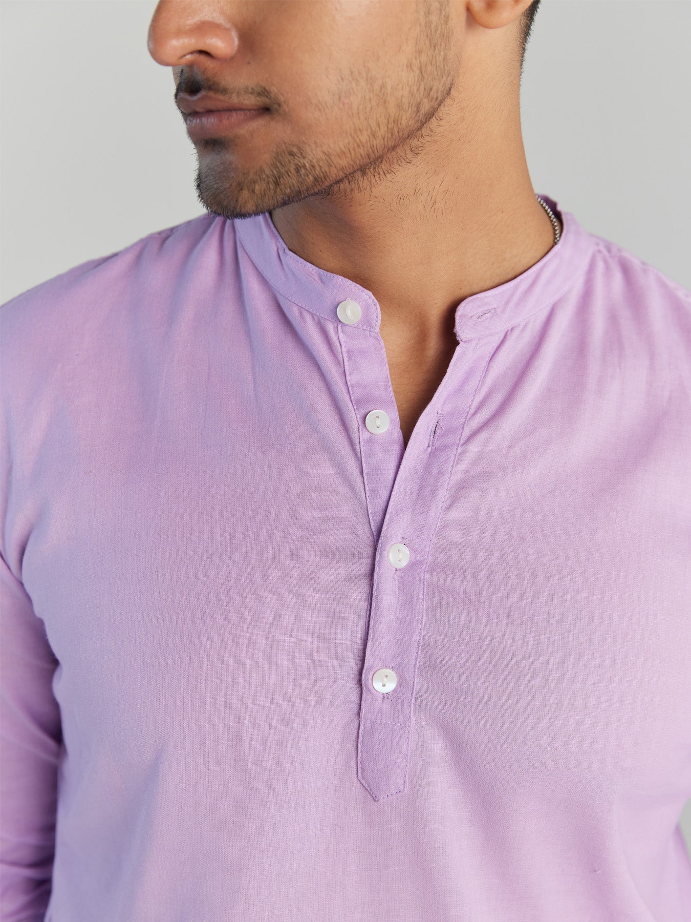 Men Lilac Airy Linen Long Kurta
