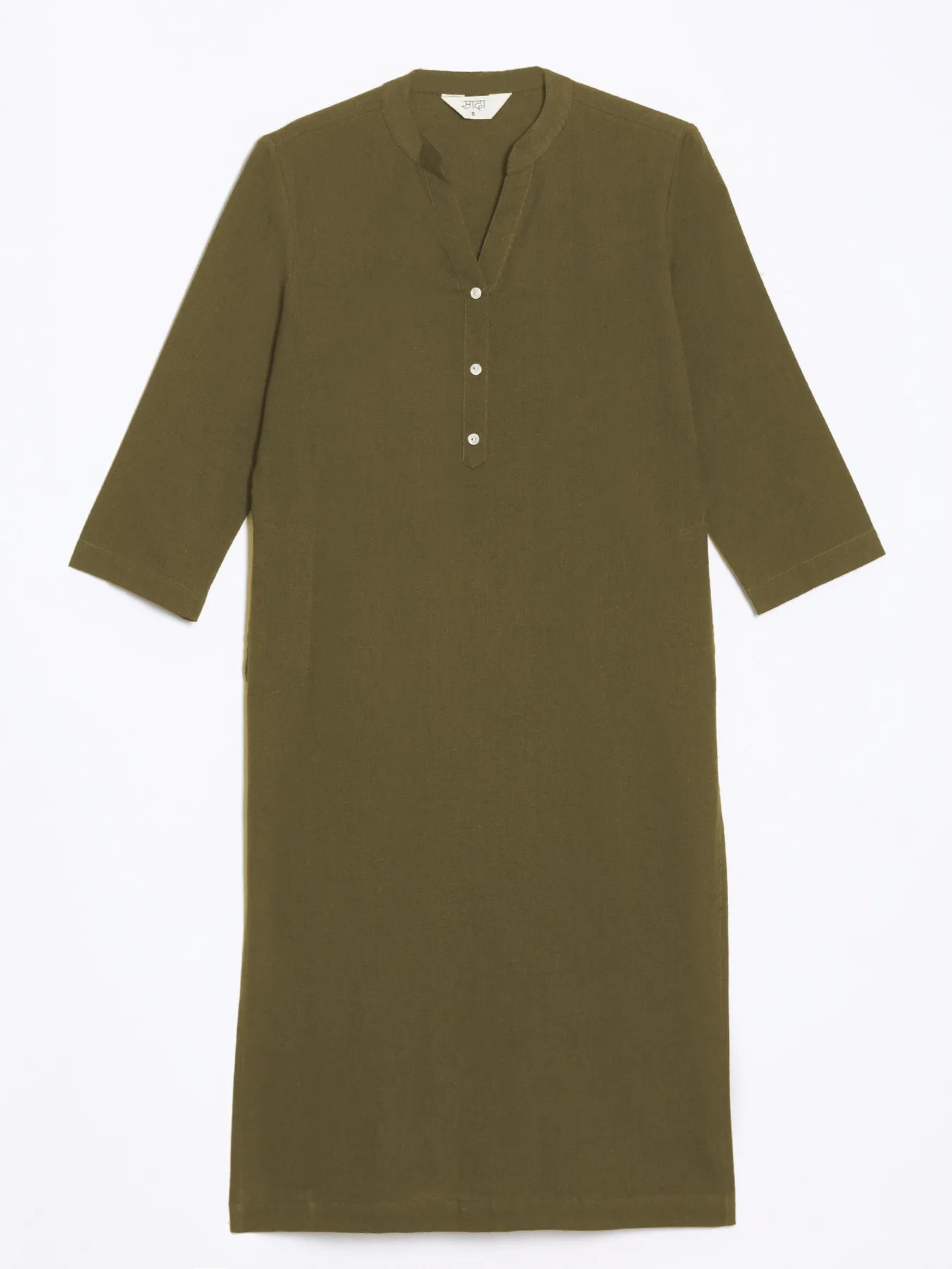 Women Olive Green Airy Linen Long Kurta