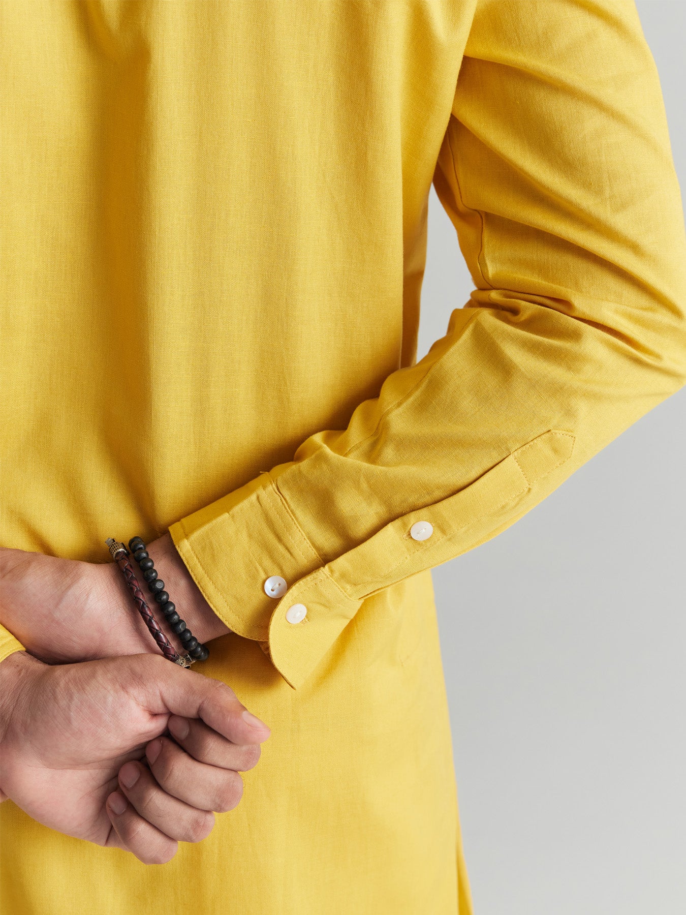 Men Yellow Airy Linen Long Kurta