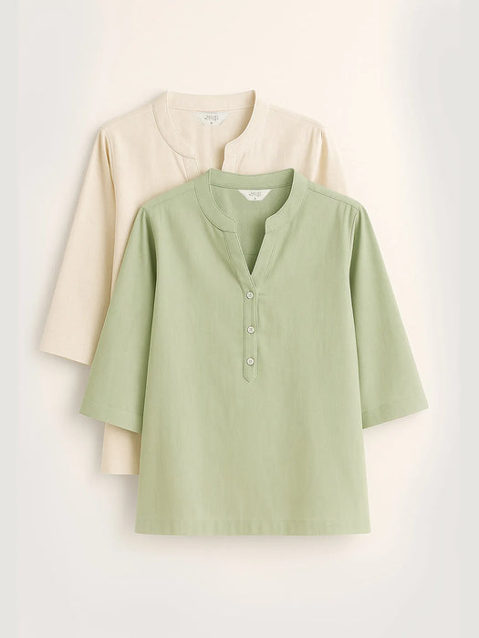 Women Mint Green & Ecru Short Kurta