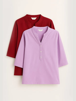 Lilac & Maroon Short Kurta