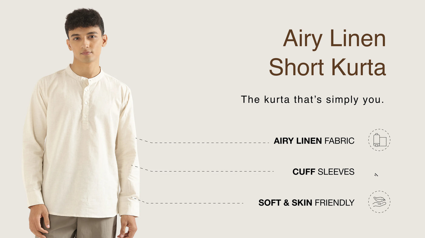 Men Airy Linen Short Kurtas